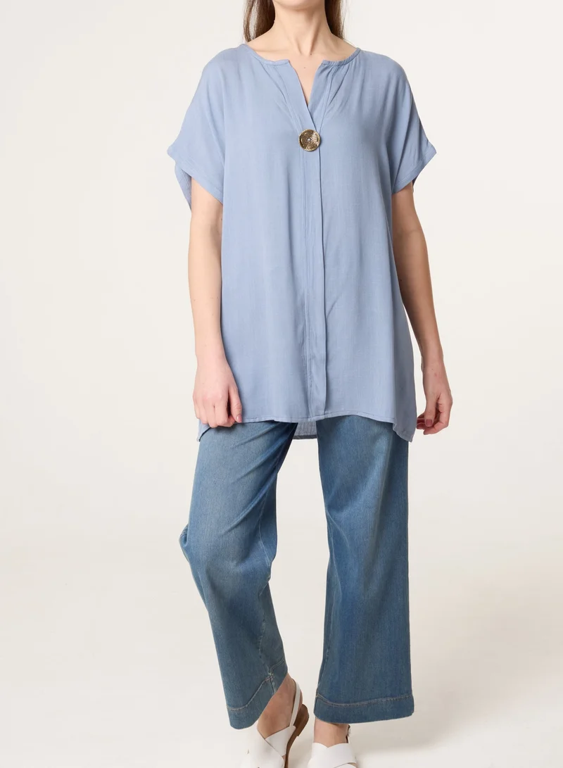 بلو فانيلا Short-Sleeve Tunic Top